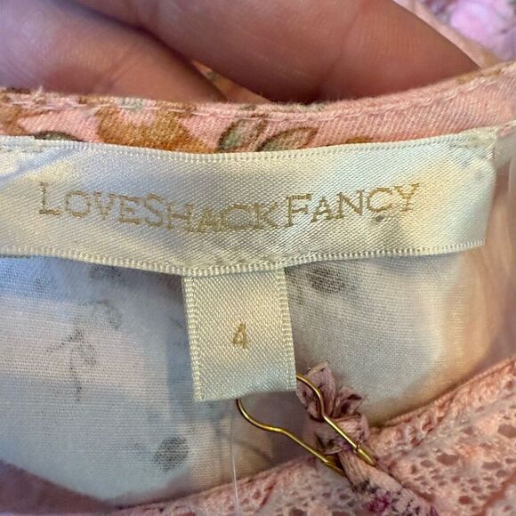 NWT LoveShackFancy Womens Puff Sleeve Cedella Mini Dress Honey Dew Pink Sz 4 - Picture 13 of 15